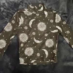 Super cute celestial design mesh long sleeve